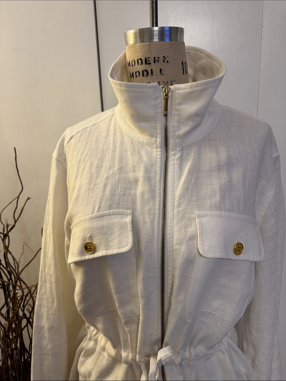 Chaps white Utility Jacket with Drawstring Waist - Picture 3 of 6